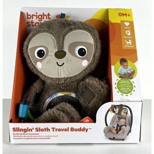 NEW Slingin’ Sloth Travel Buddy On-The-Go Plush Attachment Stroller Toy Car Seat